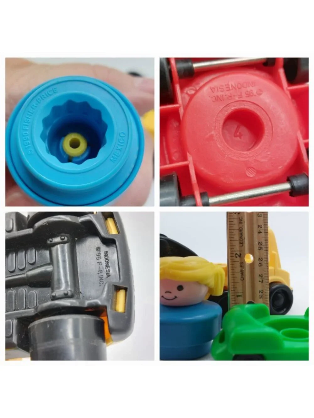 Fisher Price Vintage Chunky Little People 1 Girl Figure 4 Cars Lot Of 5